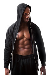 Fototapeta na wymiar Muscular Man Wearing a Hoodie
