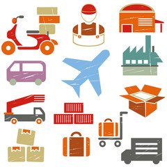 logistic and transportation icons set