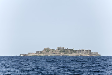 Fototapeta na wymiar hashima island, The ruin old coal island in Japan called Hashima