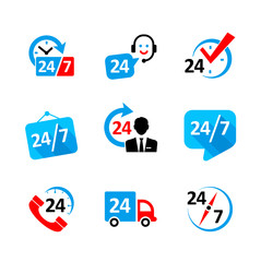 Web icon set - nonstop service, delivery, support, call center