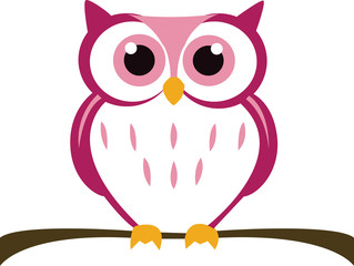 Naklejka premium Różowa Sowa