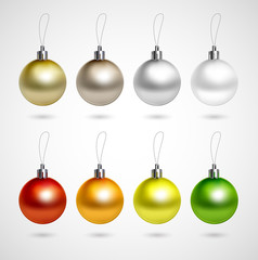 Set of eight evening balls. Gold, silver, bronze symbol.