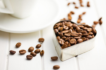 coffee beans in heart form