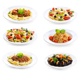 set with different pasta and spaghetti