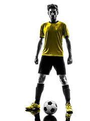 Poster brazilian soccer football player young man standing defiance sil © snaptitude