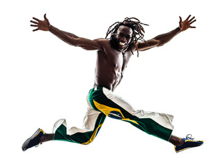 brazilian  black man running jumping