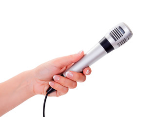 Woman holding microphone