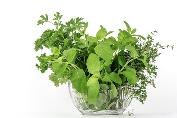 Fresh herbs, thyme mint parsley
