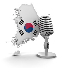 Microphone and South Korea (clipping path included)