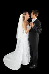 Lovely young young married couple dancing viennese waltz