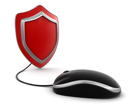 Shield and Computer Mouse  (clipping path included)