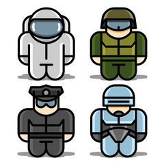 Set of toy. Astronaut, Robot, Soldier, Policeman