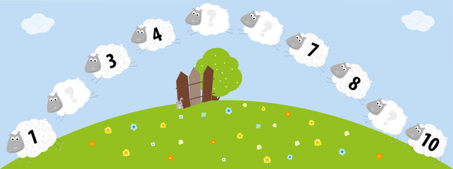 Sheeps with numbers 1-10 for kids © katarzyna b
