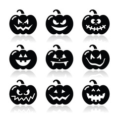 Obraz premium Halloween pumkin vector icons set