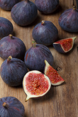 Ripe figs on wooden table still life