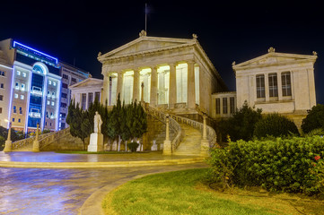 Fototapeta premium National Library of Greece at night, Athens