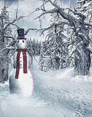 Bałwan w zimowym lesie © Obsidian Fantasy