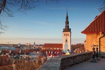 Early spring morning on popular viewpoint in Tallinn