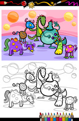Obraz na płótnie Canvas cartoon fantasy group coloring page