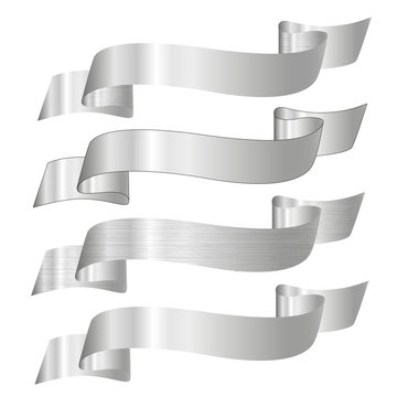 set of silver vector ribbons for your text