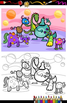 cartoon fantasy group coloring page