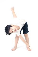Fototapeta na wymiar Portrait of Asian cute boy exercise