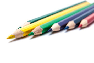 Colorful pencils on white