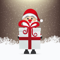 santa and gift winter snowy background
