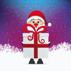 santa and gift winter snowy background