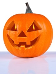 Pumpkin, halloween, old jack-o-lantern on white background