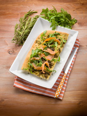 focaccia with smoked salmon arugula and rosemary