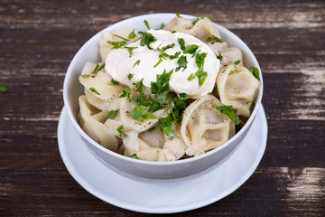 Traditional russian dish - pelmeni