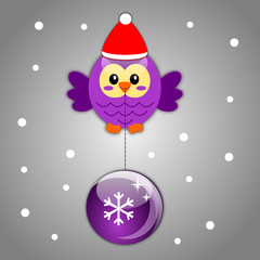 Fototapeta premium Christmas background with bird with ball