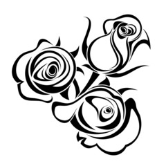 Rose buds. Vector black silhouette.