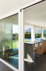 Modern villa, interior, view from the veranda