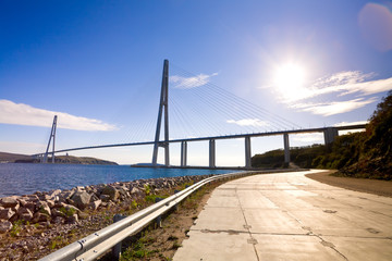 Obraz premium Cable-stayed bridge to Russian Island. Vladivostok. Russia.