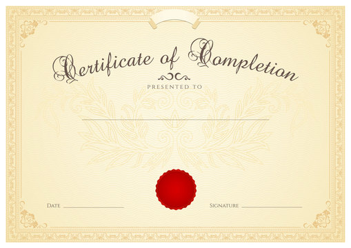 Certificate / Diploma template. Floral pattern, award border