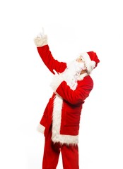 Santa Claus showing with gestures something