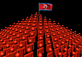 Obraz premium Pyramid of abstract people with North Korea flag illustration