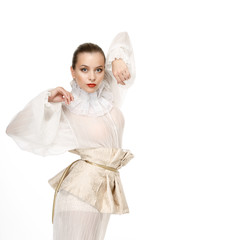 beautiful girl in a white dress