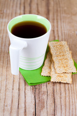 cup of tea and crackers for breakfast