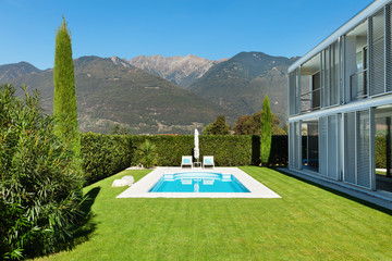 modern house, pool