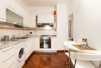 Interior, beautiful apartment, room, kitchen view