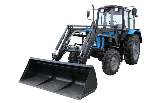The modern dark blue tractor