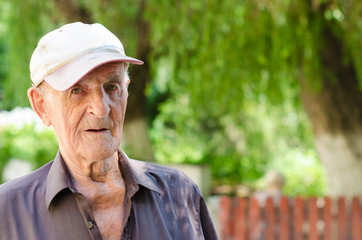 Serious expression 90 year old elder senior man