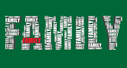 family typography 3d text word art vector illustration family 