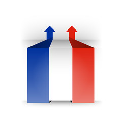 The blue and red up arrows