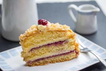 famous german Frankfurter Kranz cake at a coffe table