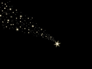 Falling star on the black background