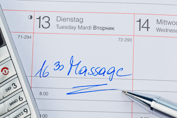 Eintrag im Kalender: Massage